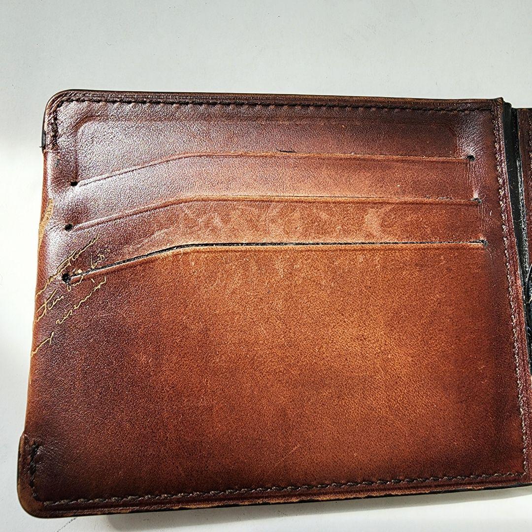 【良品】ベルルッティ カリグラフィ マネークリップ 折り財布 ブラウン系 レザー