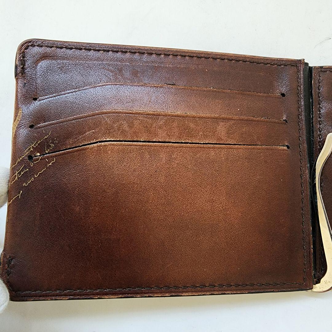 【良品】ベルルッティ カリグラフィ マネークリップ 折り財布 ブラウン系 レザー