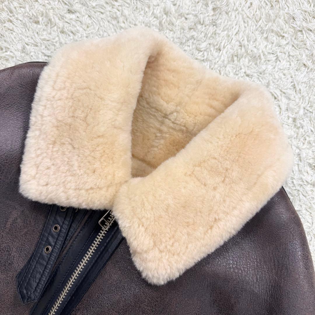 美品 ムートンジャケット B3 フライトジャケット レザー ボア ブラウン XL