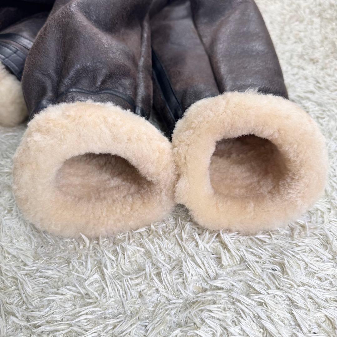 美品 ムートンジャケット B3 フライトジャケット レザー ボア ブラウン XL