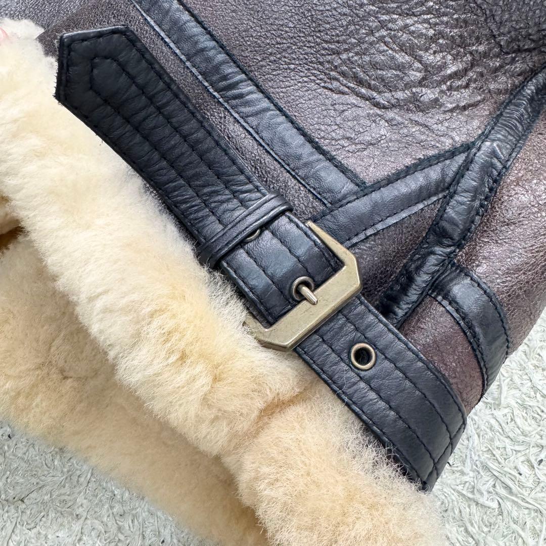 美品 ムートンジャケット B3 フライトジャケット レザー ボア ブラウン XL