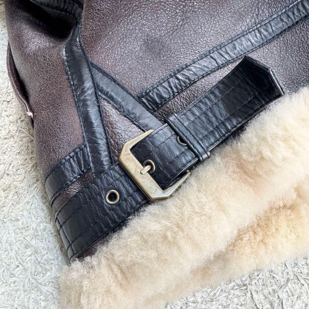 美品 ムートンジャケット B3 フライトジャケット レザー ボア ブラウン XL