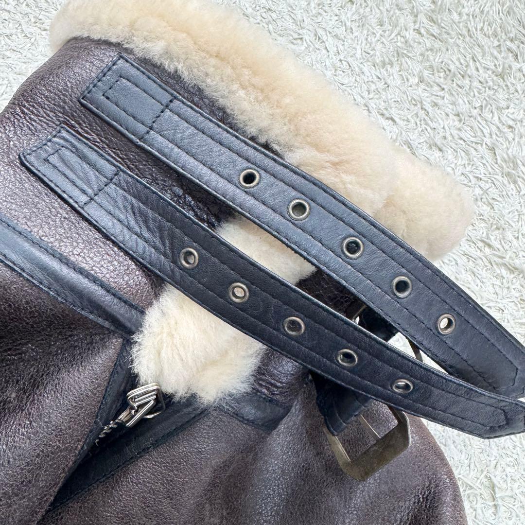 美品 ムートンジャケット B3 フライトジャケット レザー ボア ブラウン XL