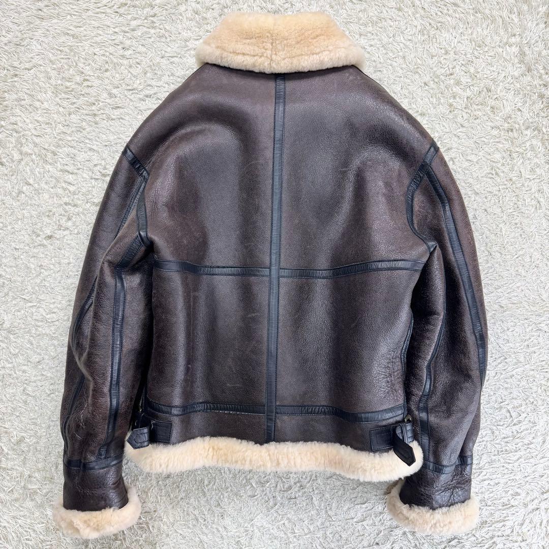 美品 ムートンジャケット B3 フライトジャケット レザー ボア ブラウン XL