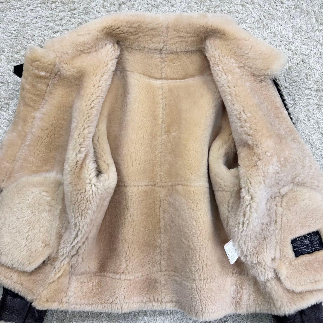 美品 ムートンジャケット B3 フライトジャケット レザー ボア ブラウン XL