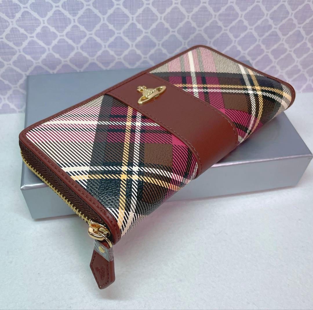 【大人気✨️】ヴィヴィアン・ウエストウッド 茶チェック 長財布