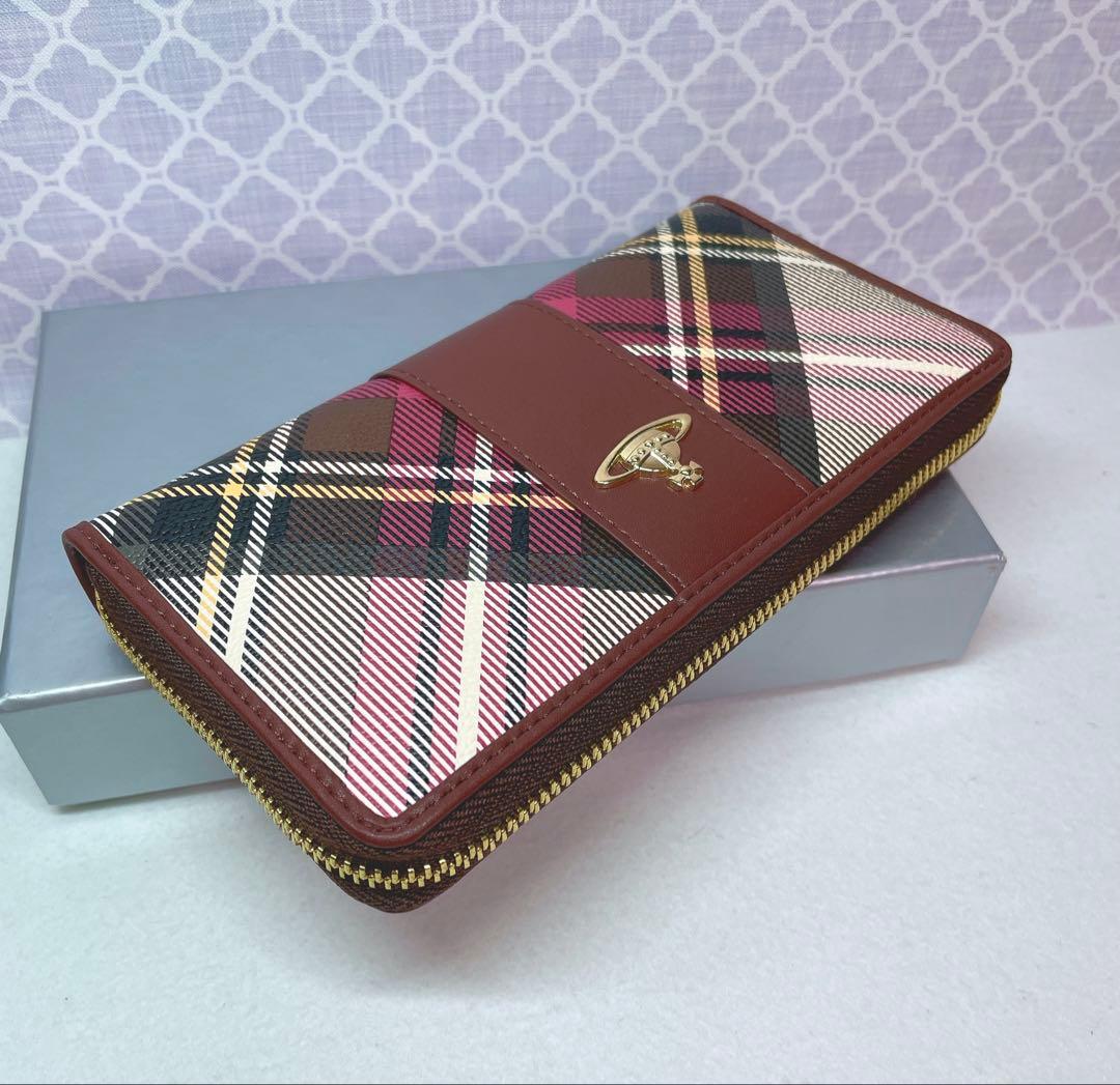 【大人気✨️】ヴィヴィアン・ウエストウッド 茶チェック 長財布