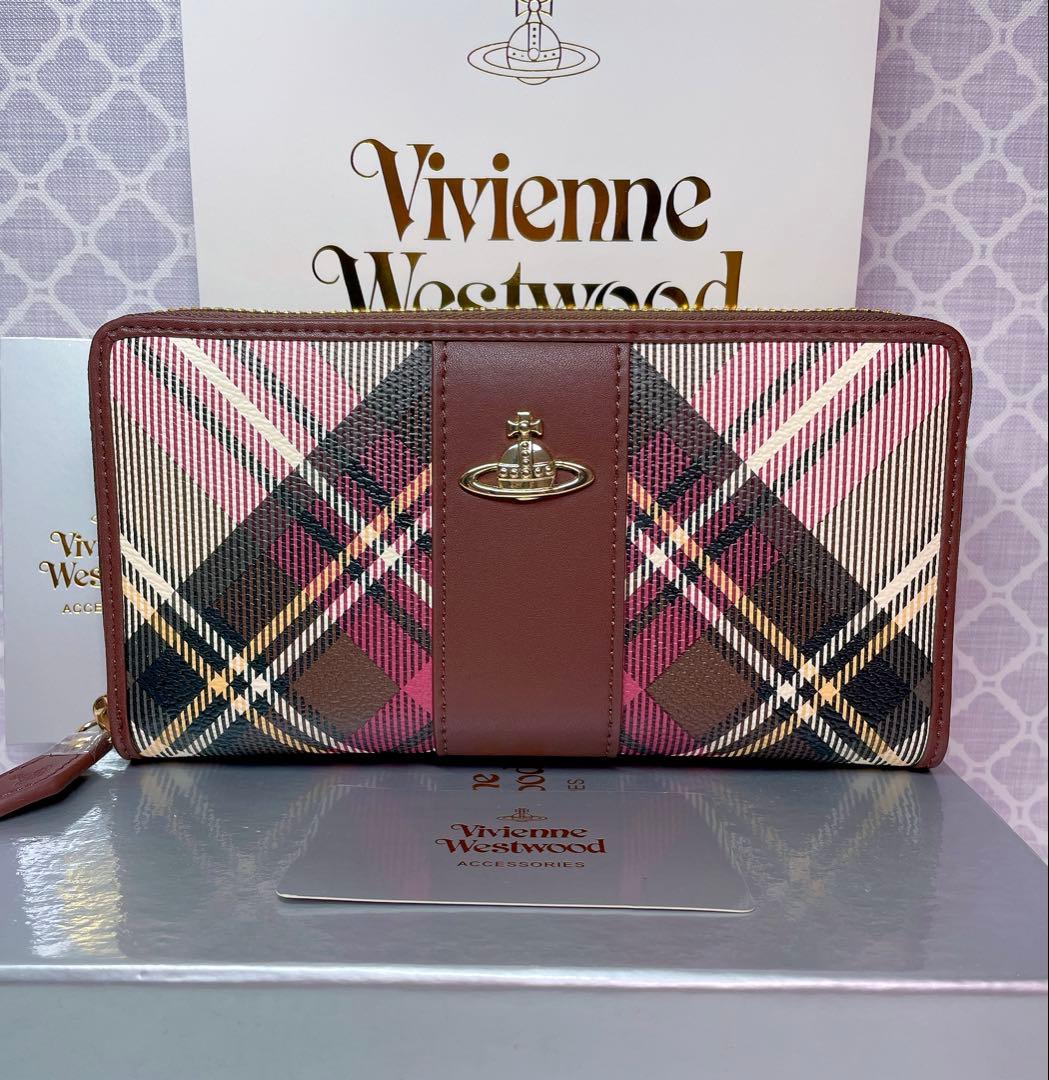 【大人気✨️】ヴィヴィアン・ウエストウッド 茶チェック 長財布