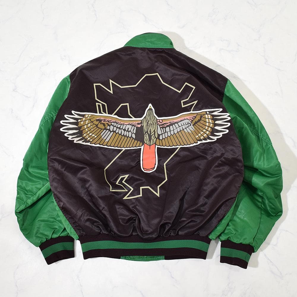 当時物 アシックス製 福岡ダイエーホークス グランドコート スタジャン 緑 L