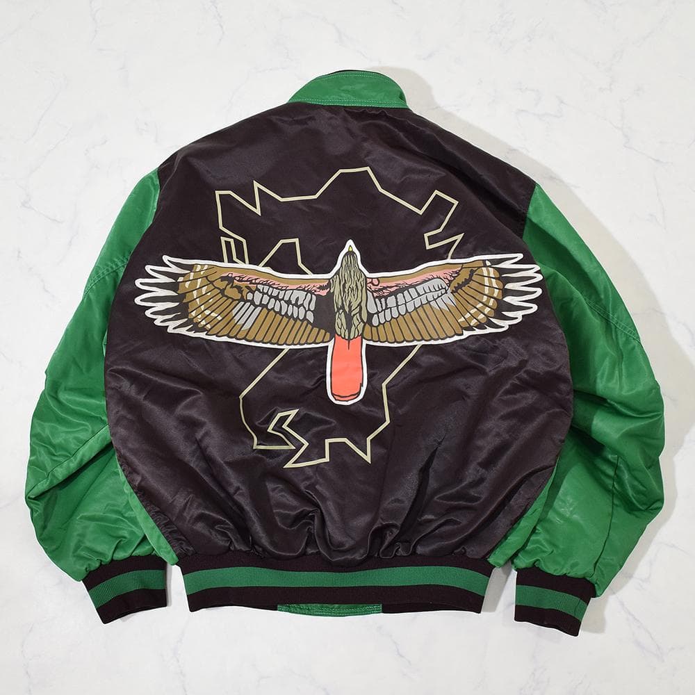 当時物 アシックス製 福岡ダイエーホークス グランドコート スタジャン 緑 L