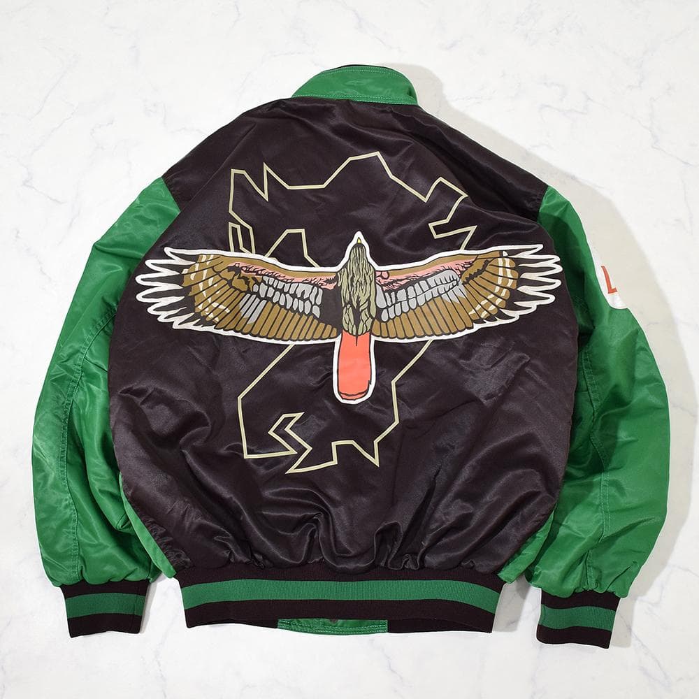 当時物 アシックス製 福岡ダイエーホークス グランドコート スタジャン 緑 L