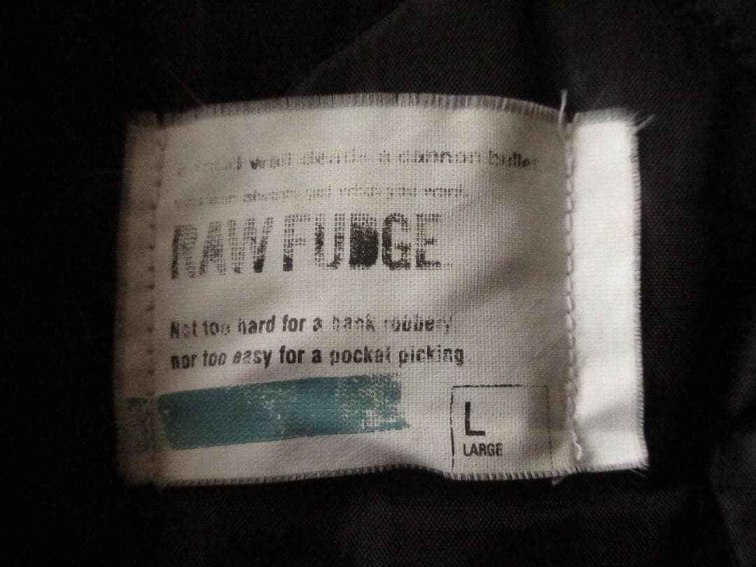 ★ローファッジRAW FUDGE袖牛革アワードジャケットL黒×白