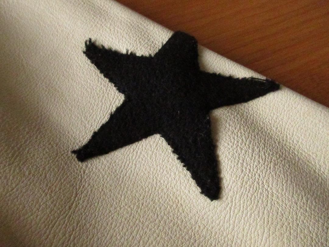 ★ローファッジRAW FUDGE袖牛革アワードジャケットL黒×白