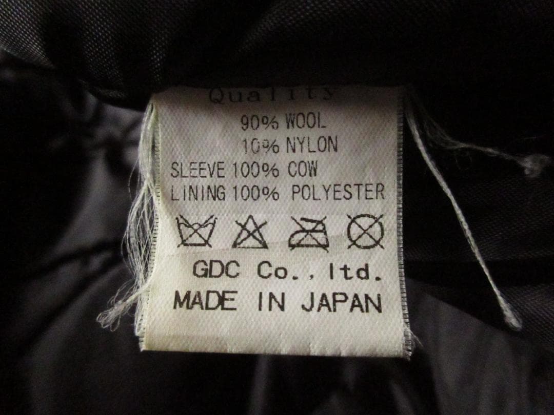 ★ローファッジRAW FUDGE袖牛革アワードジャケットL黒×白