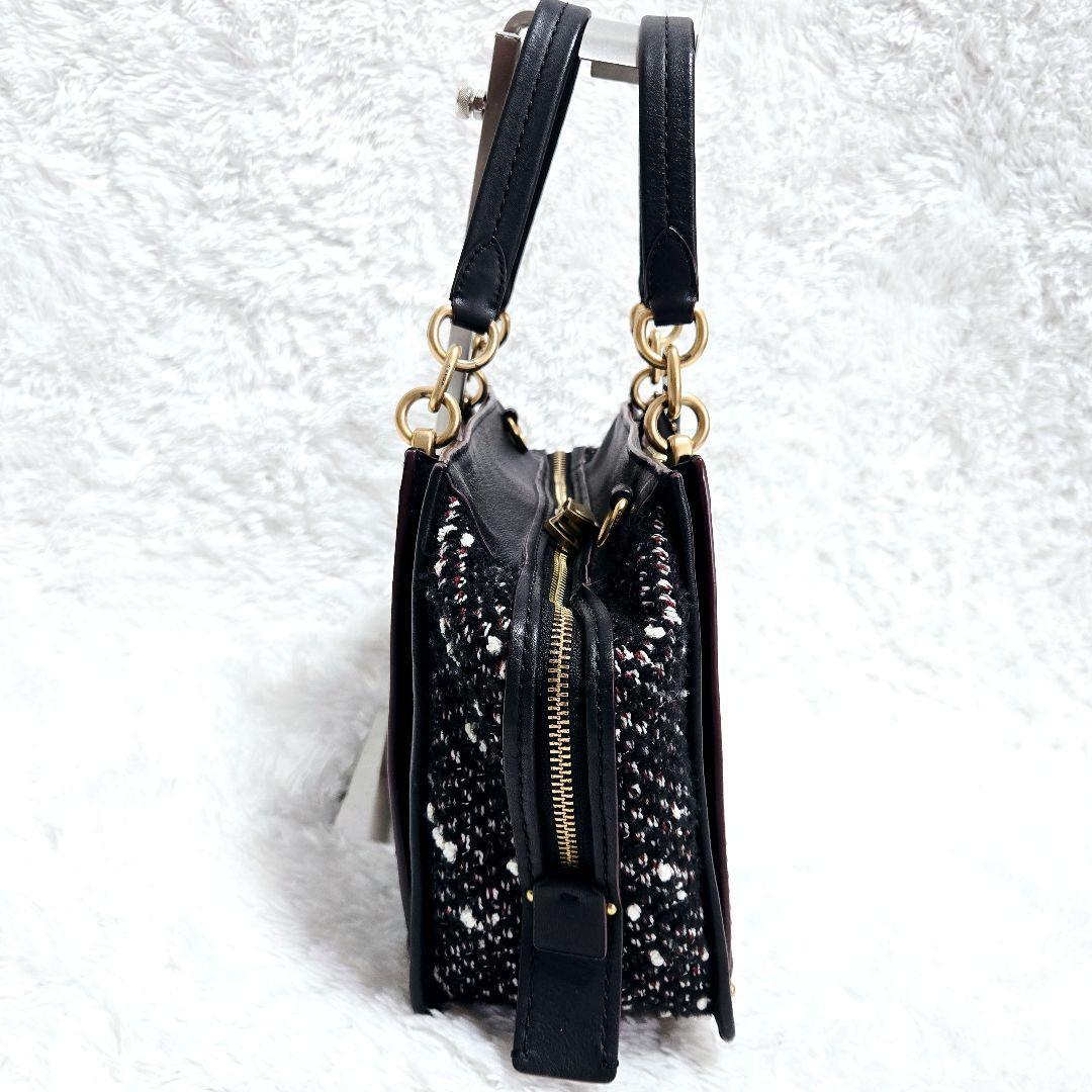 COACH ドリーマー ハンドバッグ 斜めがけ ツイード レザー 2way 黒