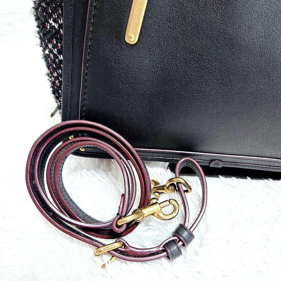 COACH ドリーマー ハンドバッグ 斜めがけ ツイード レザー 2way 黒
