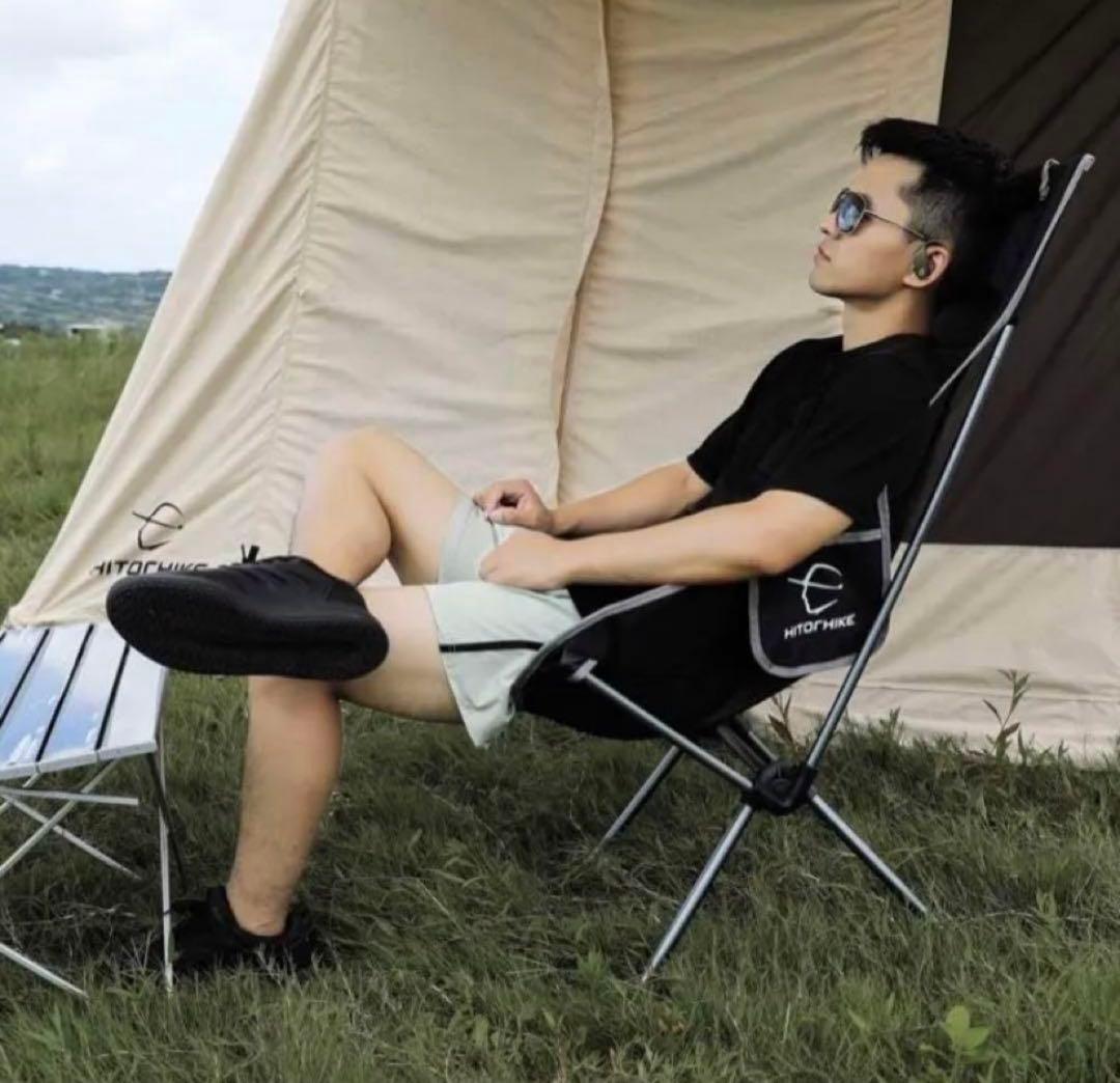 【4脚セット】HITORHIKE アウトドアチェア ヘッドレスト付き 折りたたみ