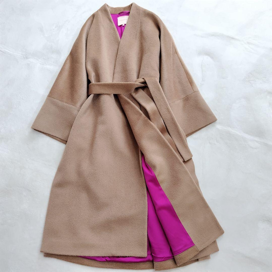 美品✨ロクサンダ イギリス製 ウール モヘア シルク ノーカラー コート