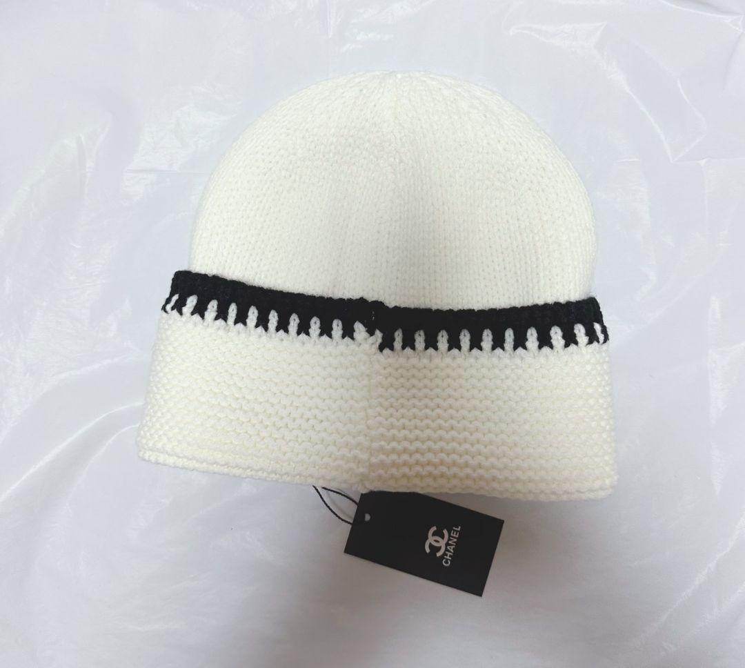 CHANEL ニット帽 ホワイト/ブラック新品