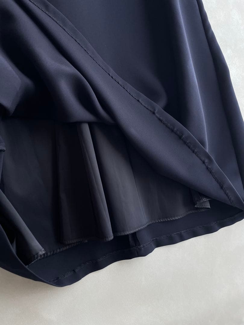 美品✨アンタイトル　LLサイズ 4 ジョーゼット　膝下ワンピース　紺 洗える