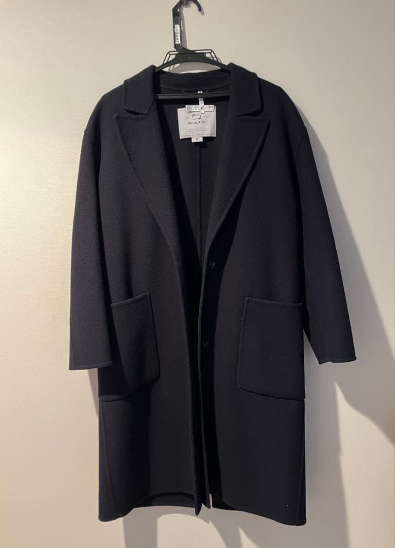 ウールリッチ　チェスターロングコート　ネイビー