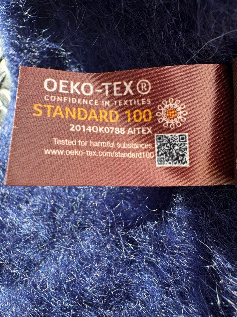 MANTAS EZCARAY ネイビー フリンジ付き マフラー