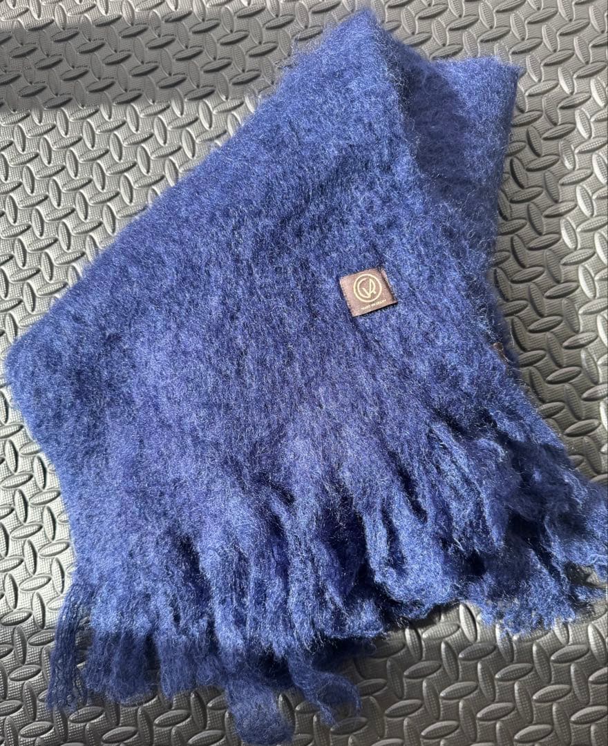 MANTAS EZCARAY ネイビー フリンジ付き マフラー