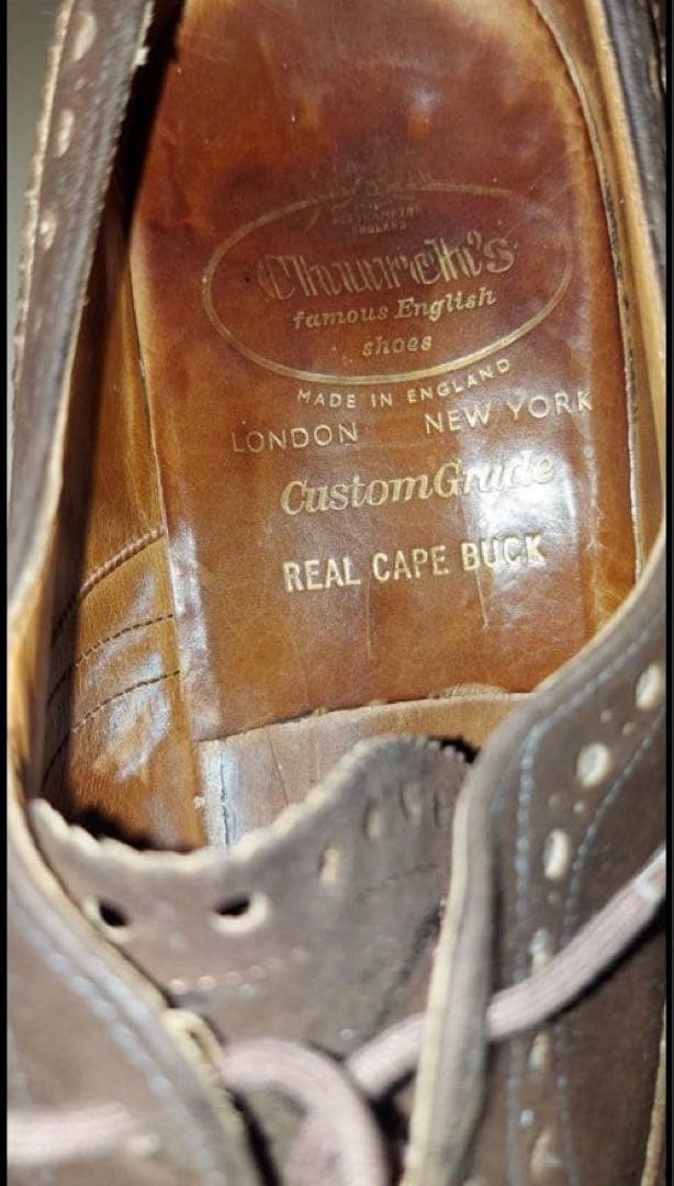 チャーチ スエードウイングチップ バックUK8 Ｅワイズ　二都市