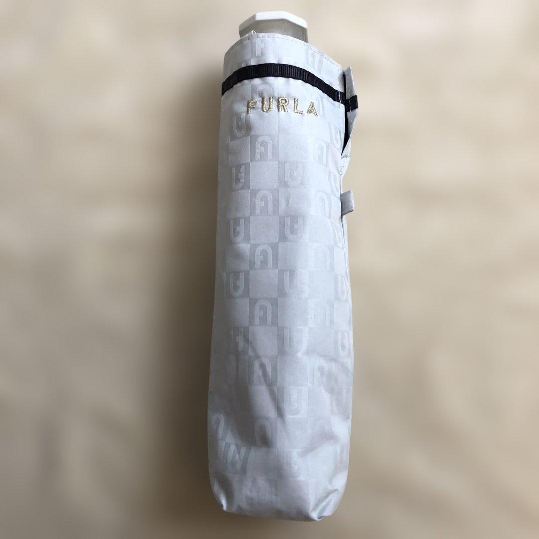 フルラ 日傘　晴雨兼用　遮熱遮光　折りたたみ傘　アーチロゴ　グレー系