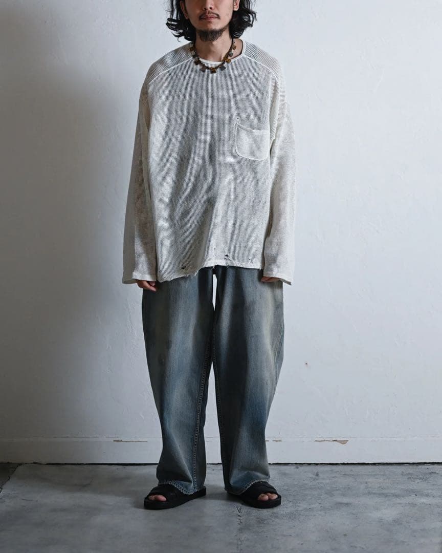 トップス ANCELLM 25SS MARBLING MESH LS T-SHIRT