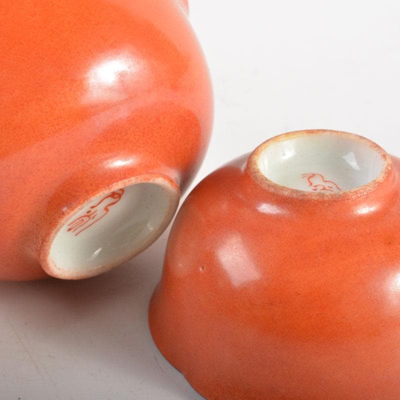 九谷焼　浮世絵　春画盃　三客まとめて　時代箱付　C　6717