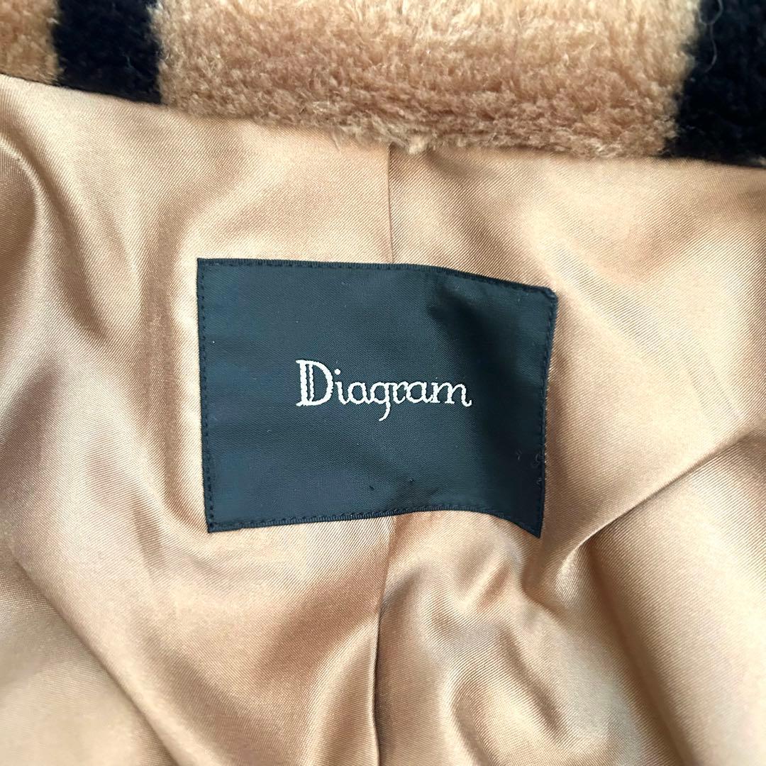 極美品　diagram テディベアコート　エコファー　総柄　キャメル　ブラック