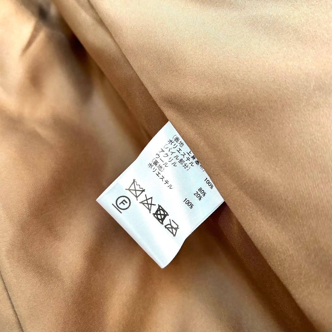 極美品　diagram テディベアコート　エコファー　総柄　キャメル　ブラック