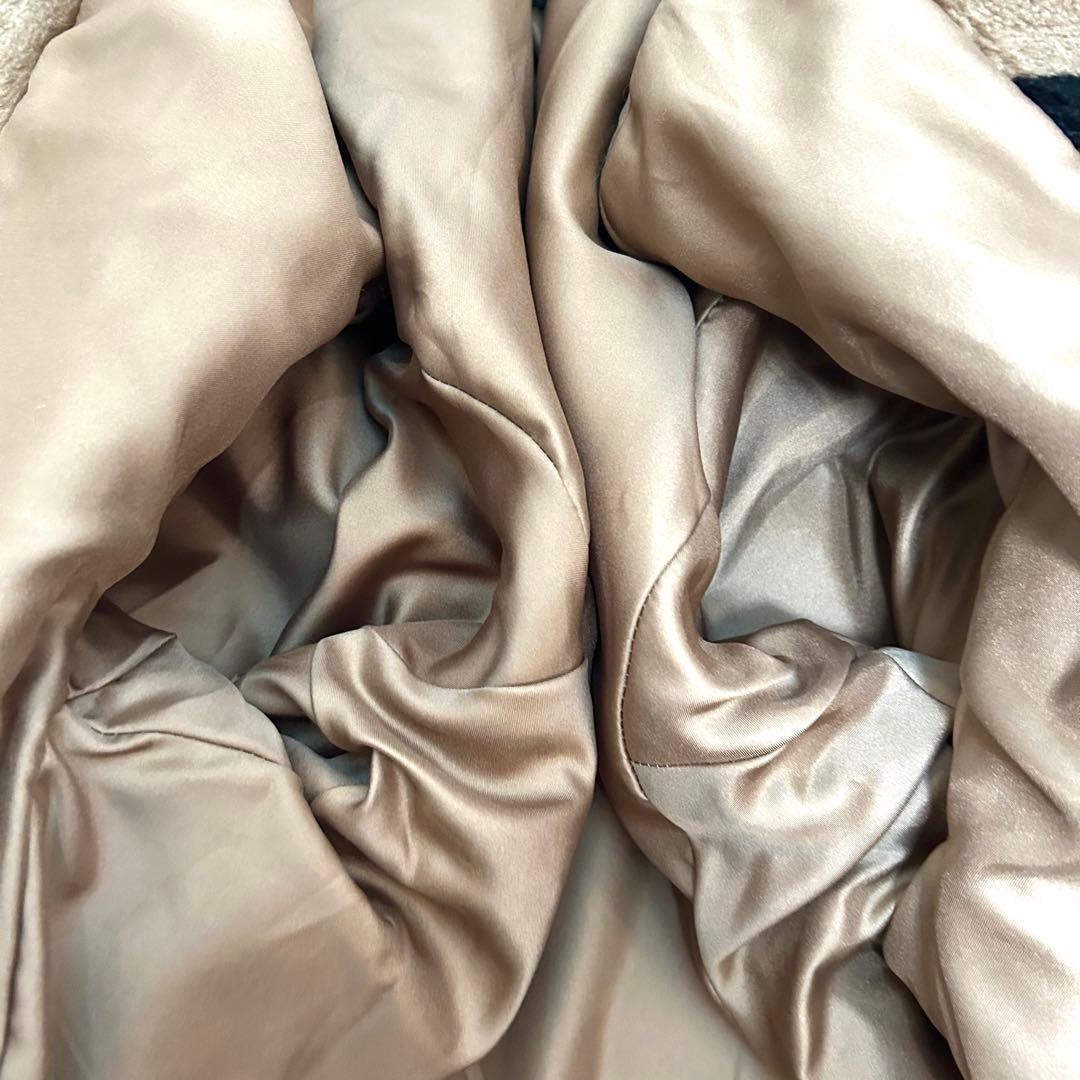 極美品　diagram テディベアコート　エコファー　総柄　キャメル　ブラック