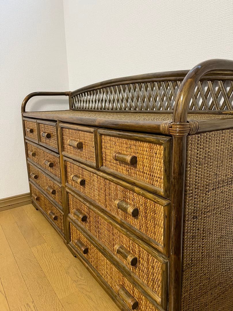 【送料込み】籐・ラタンチェスト　ヴィンテージ家具