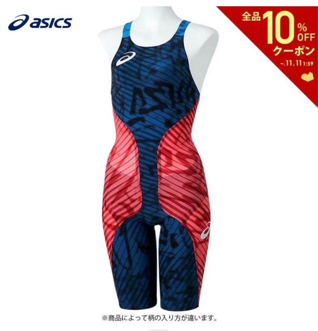 新品未使用‼️ASICS 競泳水着 SM ネイビー/レッド 手袋スイムジャック付き