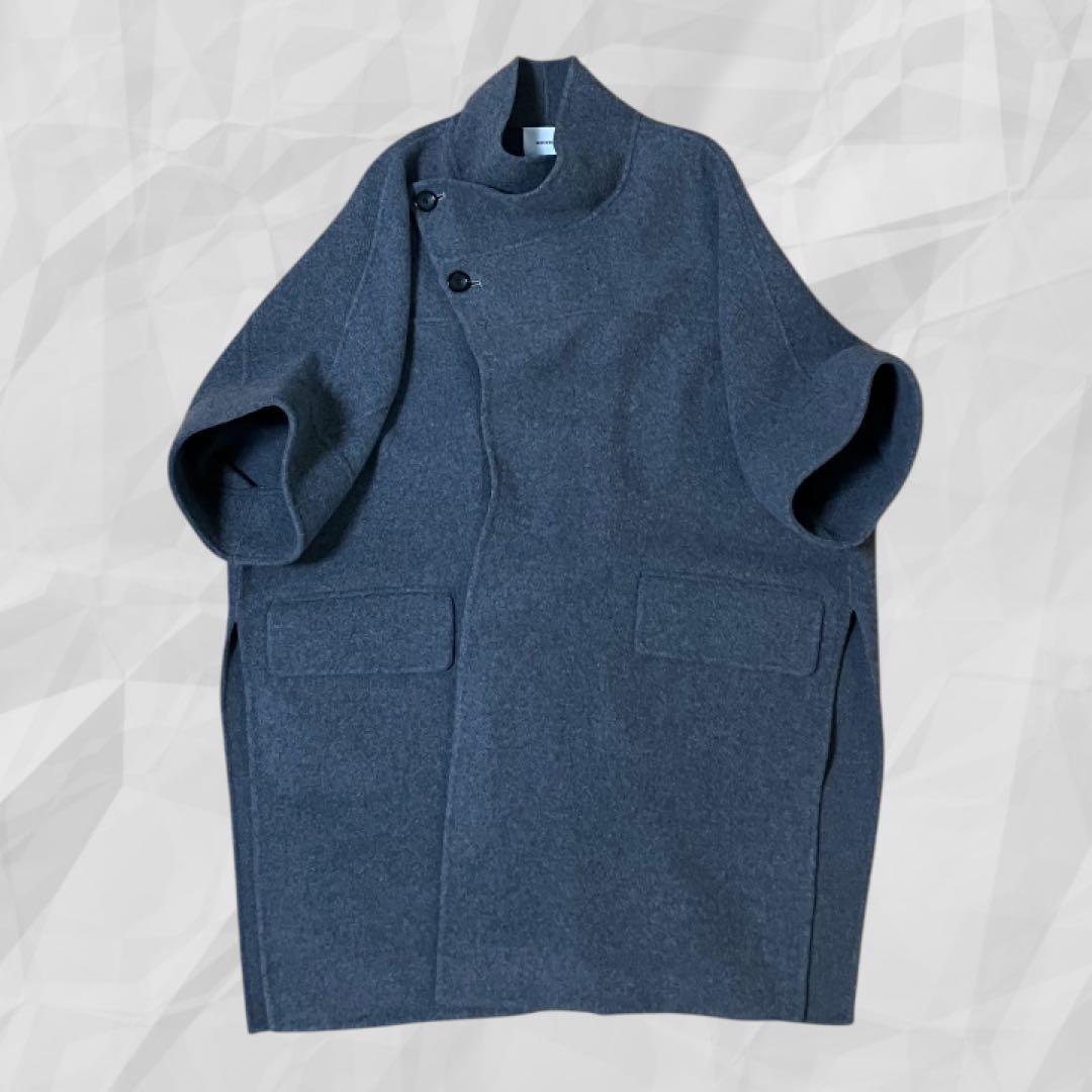 <<MIESROHE>> 　スーパー140　スタンドカラー　コート　ポンチョ