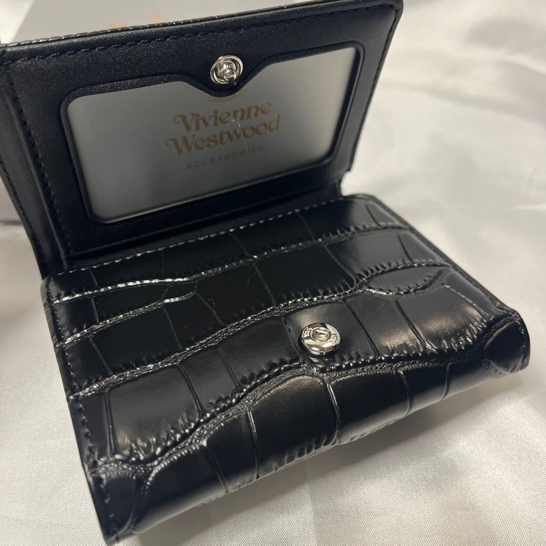 新品 Vivienne Westwood ブラック クロコダイル柄 三つ折り財布