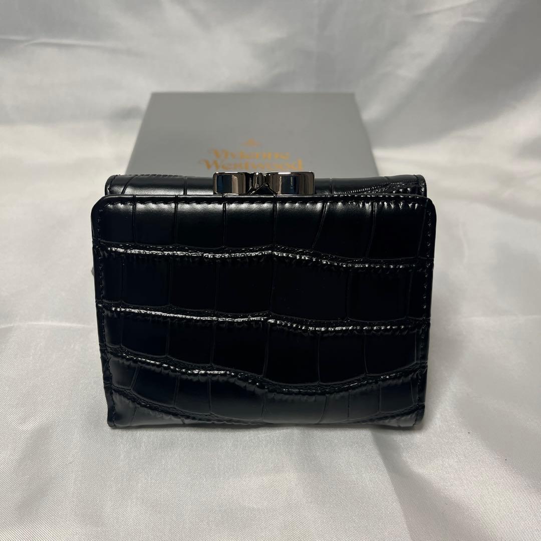 新品 Vivienne Westwood ブラック クロコダイル柄 三つ折り財布
