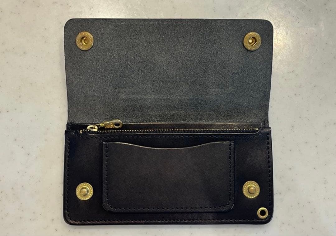 ロングトラッカーウォレット　ブラック 小判カン30mm