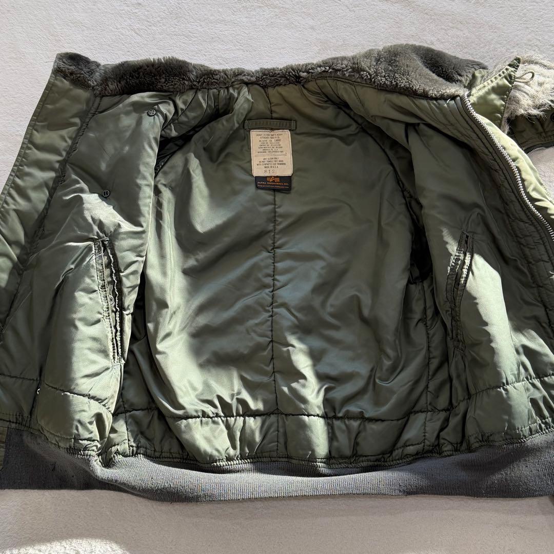 90s アルファインダストリーズ　N-2B USA製　短丈　Y2K カーキ　L