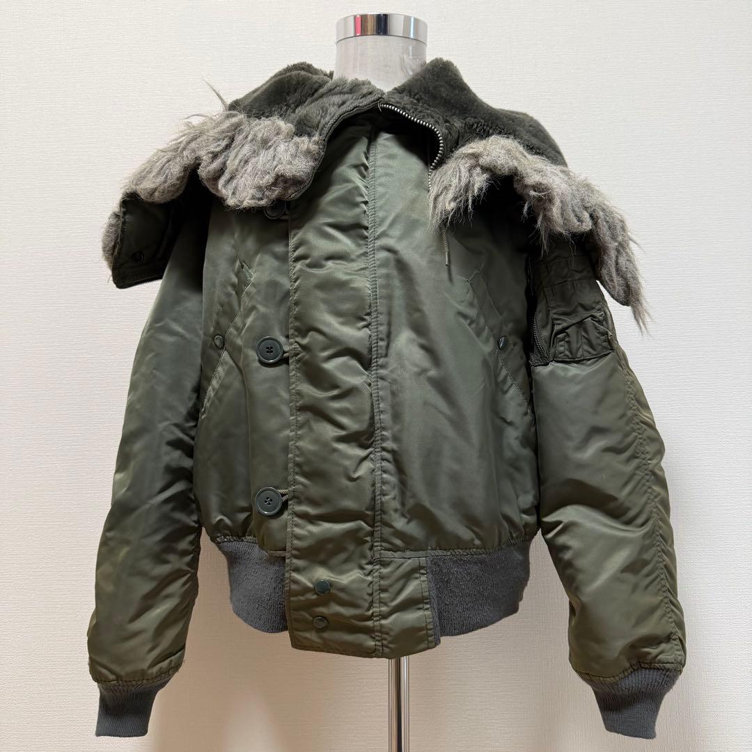 90s アルファインダストリーズ　N-2B USA製　短丈　Y2K カーキ　L