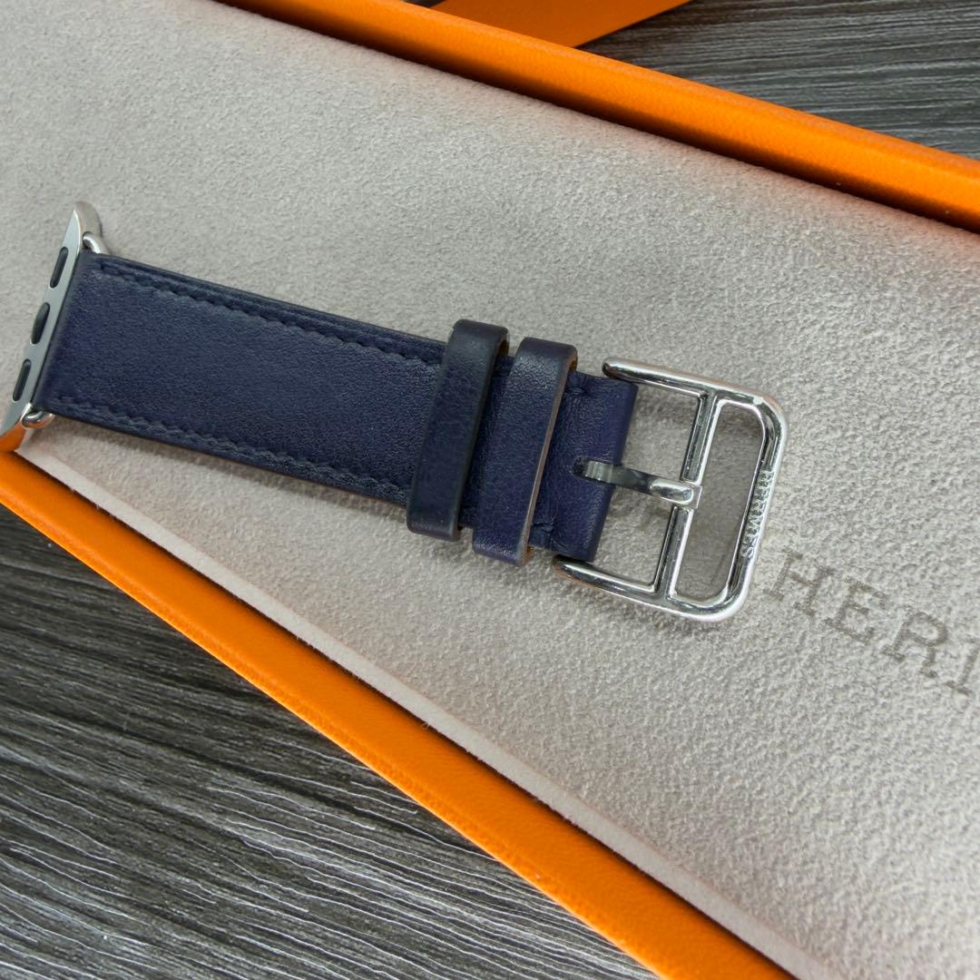 2926 Apple Watch エルメス　ブルー　ロープ柄　ドゥブルトゥール