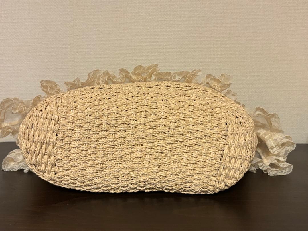 さえら◇ヒスクローネ◇かごバッグ◇レース装飾◇美品◇肩かけ