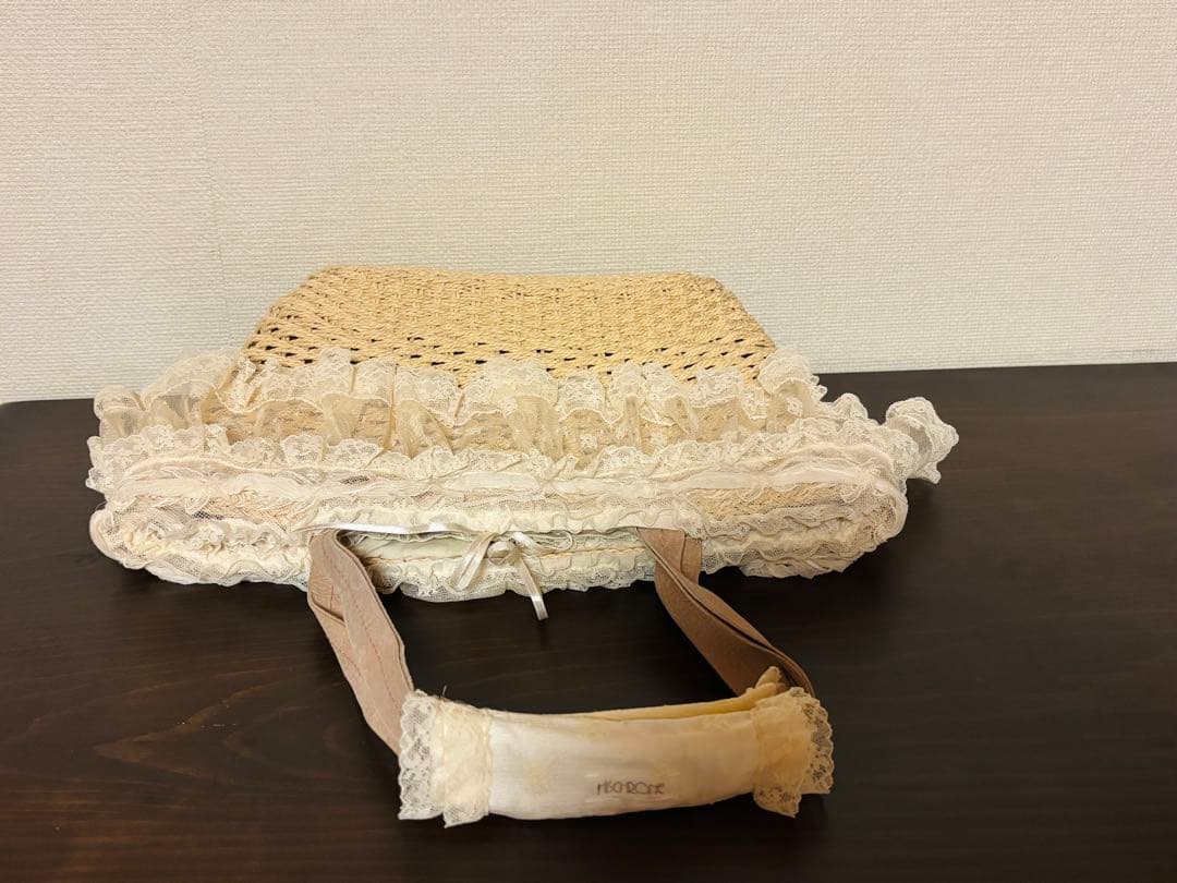 さえら◇ヒスクローネ◇かごバッグ◇レース装飾◇美品◇肩かけ