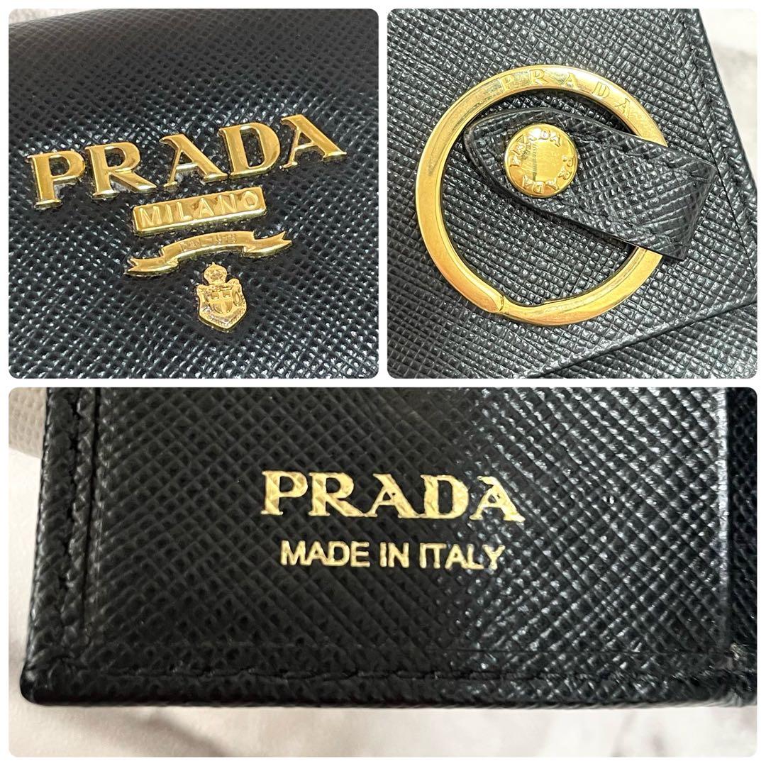 未使用級✨プラダ　4連キーケース　キーリング　サフィアーノレザー　黒　RFID