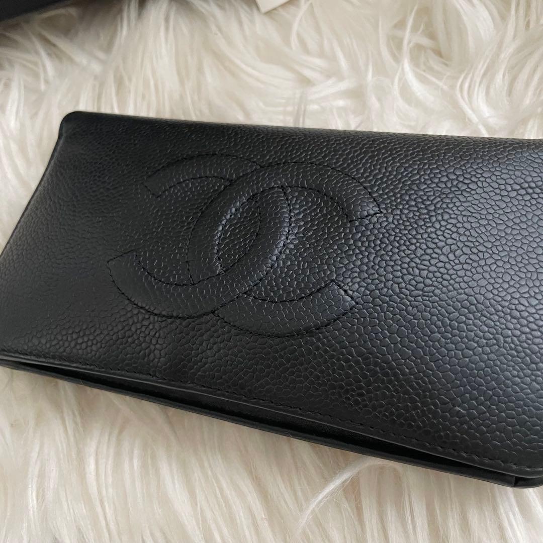 シャネル CHANEL 財布 ココマーク キャビアスキン 黒 ブラック
