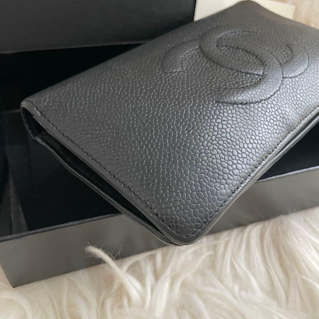 シャネル CHANEL 財布 ココマーク キャビアスキン 黒 ブラック