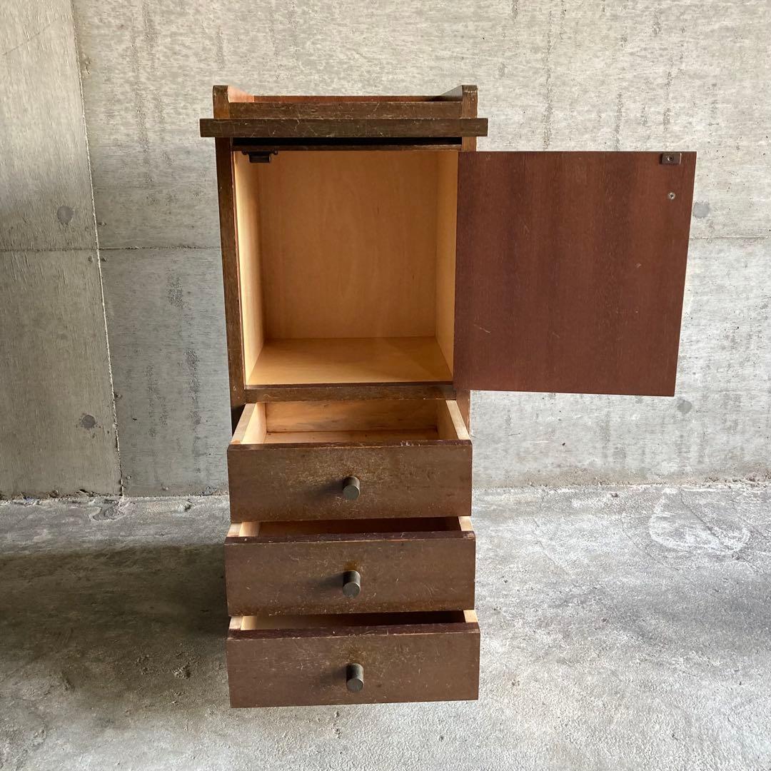 サイドテーブル キャビネット チェスト ラック 電話台 棚 木製 昭和 レトロ