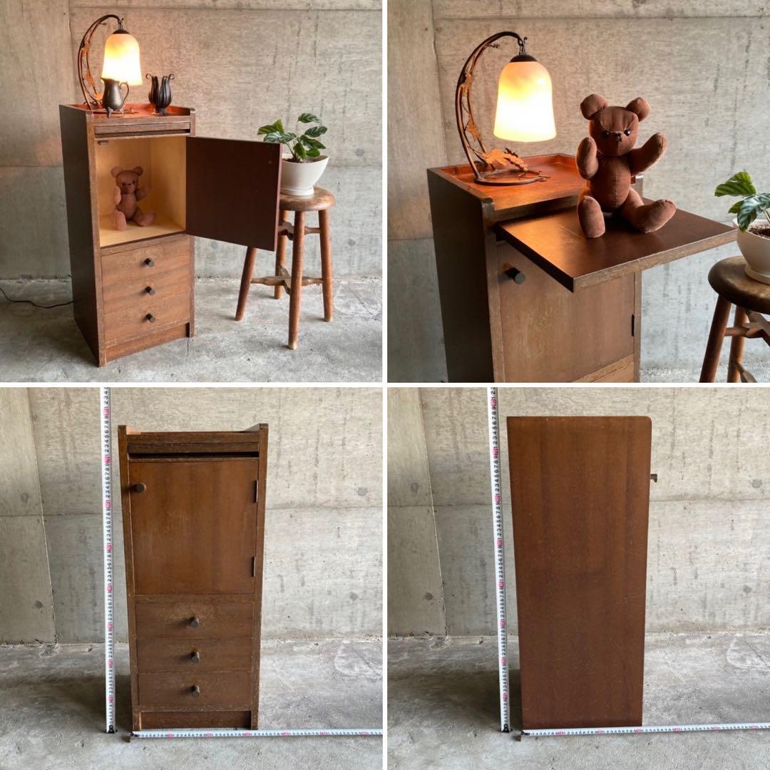 サイドテーブル キャビネット チェスト ラック 電話台 棚 木製 昭和 レトロ